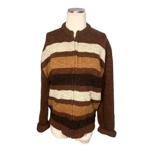 Vintage Towne and King California brown striped sweater Size Large Unisex
